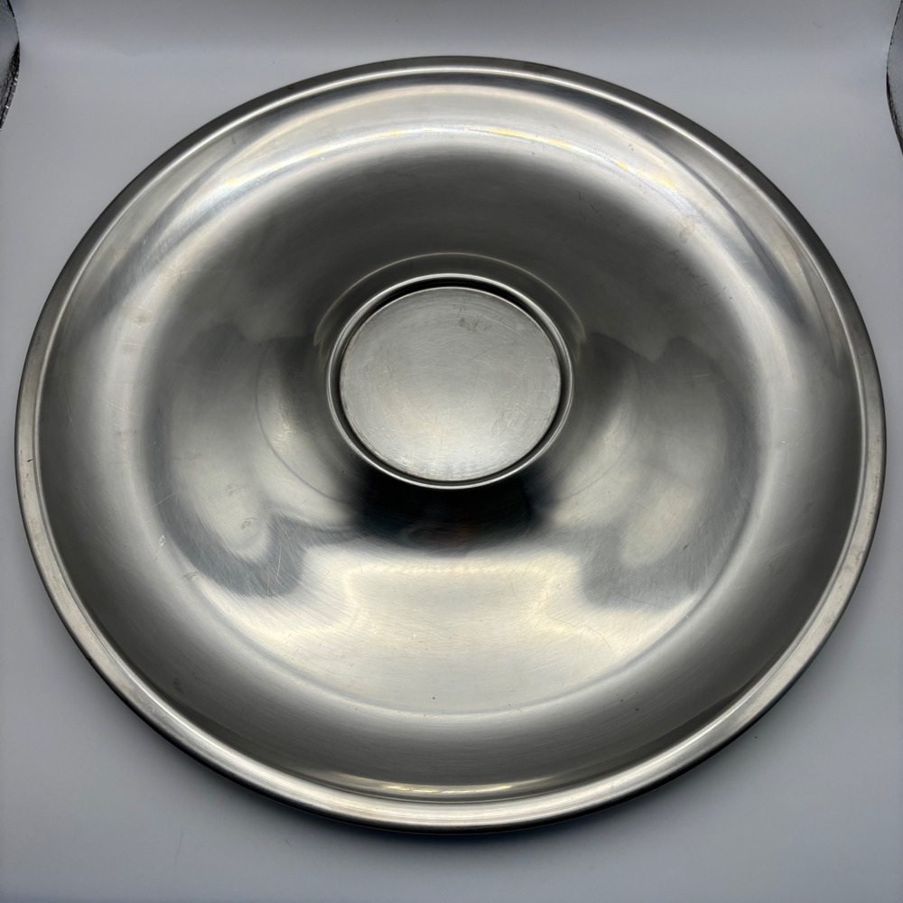 Vintage Selandia Denmark Stainless Steel Chip and Dip Platter 13 Inch Round